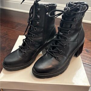Marc Fisher Laboni black leather boots, 7.5